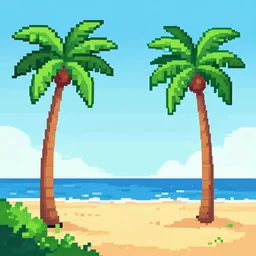 palm tree beach, amiga graphics, pixel art,
