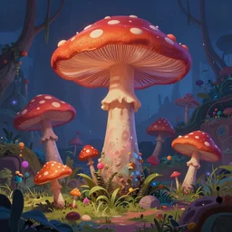 trippy alien world with psychedelic mushrooms by alex grey - h 8 3 2