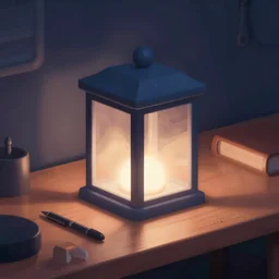 wizard, radio box, desk in a dark room, digital 2d fantasy art