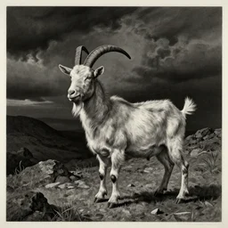 asset sheet, material study ( caricature ) goat herder ( by famous surrealist ) dark foreboding