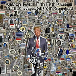 “Very photorealistic photo of Donald Trump standing in the middle of Fifth Avenue and shooting somebody, atmospheric lighting, award-winning”