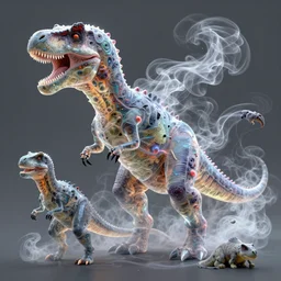 translucent terrible dinosaur monster comprised entirely of smoke!. digital art by eugene de blaas, ross tran, and nasreddine dinet, vibrant color scheme, intricately detailed, in the style of romanticism. artstation, greg rutkowski
