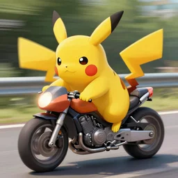 pikachu riding motorcycle, nestor canavarro hyperrealist art style, sharp brushstrokes