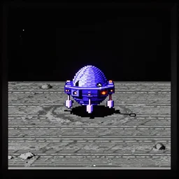 lunar lander game in the style of zx spectrum computer game graphics