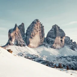 Tre Cime di Lavaredo in a minimalist y2k style