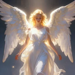 stunning drawing of an angel, hd, brilliant use of glowing light, Artstation