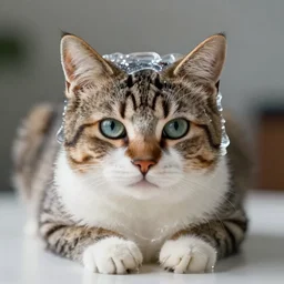 cat covered in jello, 4k realistic photo