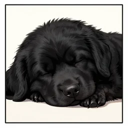a still frame from comic strip, a portrait of black fluffy furry sleeping dog 1 9 5 0, herluf bidstrup, new yorker illustration, monochrome bw, lineart, manga, tadanori yokoo, simplified,