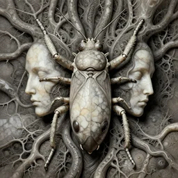 insect, blood vessels, dystopian surrealism, art style zdzisław beksinski, giger, symmetry accurate features, very intricate details, high resolution, symmetrical long head, smooth marble surfaces, detailed ink illustration, cinematic smooth stone, deep aesthetic, concept art, carved marble texture silk cloth, latex skin, highly ornate