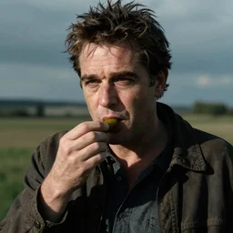 gerard depardieu eating a tiny pickles