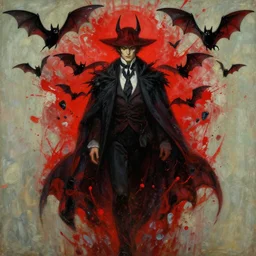 symmetry! portrait of nosferatu, bats, red splash aura in motion, floating pieces, painted art by tsuyoshi nagano, greg rutkowski, artgerm, alphonse mucha, spike painting