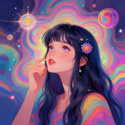 a girl dreaming psychadelic thoughts, trending on artgerm, artstation, 8 k