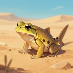 a small fulvous masked frog shark in the desert, artstation
