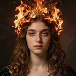 portrait of a girl with a fire crown, by Raffaello