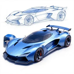 blueprint drawings of a futuristic sport car, concept art, industrial design, artstation