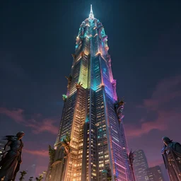 photorealistic druid skyscraper as a dmt entity in the style of alex grey and michael whelan. hyperdetailed photorealism, 1 0 8 megapixels, amazing depth, high resolution, 3 d shading, 3 d finalrender, 3 d cinematic lighting, glowing rich colors, psychedelic overtones, artstation concept art.