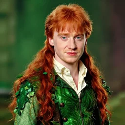 A beautiful portrait of Ronald Weasley as Poison Ivy from Batman movie, digital art by Eugene de Blaas and Ross Tran, vibrant color scheme, highly detailed, in the style of romanticism, cinematic, artstation, Greg rutkowski