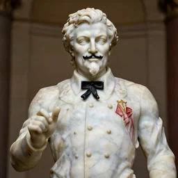 colonel sanders as calacatta marble statue by michaelangelo, high lights, 4 k, high detailed photography, 5 0 mm lens, depth of field, cinematic