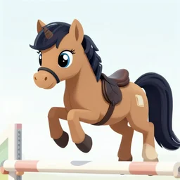 portrait of a rider on a my little pony as an ( appaloosa horse ), the pony jumping a over a hurdle with a rider on its back, an appaloosa has a mane and tail like my little pony, professional, high quality, 4 k, dof, bokeh, action