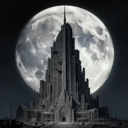 a building as large as the moon, cosmic horror painting, brutalist, elegant intricate digital painting artstation concept art by mark brooks and brad kunkle extreme detailed