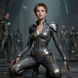 beautiful pixie fantasy character portrait, natalie portman, bodysuit, ultra realistic, wide angle, seductive pose, cyberpunk artifacts, highly detailed by peter mohrbacher, hajime sorayama, wayne barlowe, boris vallejo, aaron horkey, gaston bussiere, craig mullins