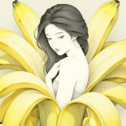 the portrait of an absurdly beautiful, graceful, elegant woman made of bananas and petals, an ultrafine detailed illustration by irakli nadar, naoki ikushima, mika iizuka, intricate linework, bright colors, final fantasy, behance contest winner, angular, unreal engine 5 highly rendered, global illumination, radiant light, detailed and intricate environment