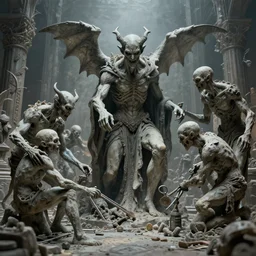 evil souls being sculptured by forced renaissance artisan labour, advanced, fantastic reality, 8 k resolution