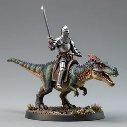 Warhammer mini of medieval knight riding a dinosaur