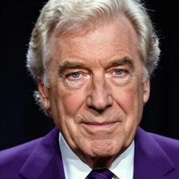 platon closeup photograph of david letterman in a purple suit, photorealistic, studio lighting, ektachrome, detailed, intricate, face detail