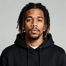 portrait of rapper j cole in hoodie in the style of vincent van gogh, colorful, artistic, vibrant, high fashion, photorealistic art