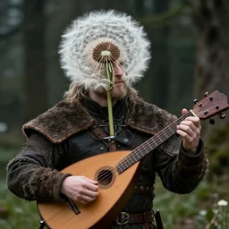 adult rupert grint with a normal sized head cast as dandelion playing a lute in the witcher netflix series