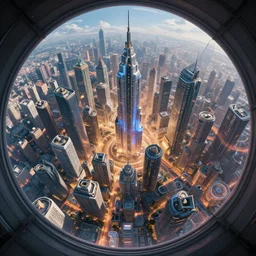 epic professional digital art of the view through a kaleidoscope of a futuristic city, best on artstation, breathtaking, epic, stunning, gorgeous, much detail, much wow, cgsociety, wlop, pixiv, behance, deviantart, masterpiece, UHD, 8K