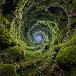 a psychedellic fractal moss universe, hyperdetailed depth