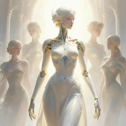 organic cyborg, bright light radiant, diffuse lighting, fantasy, intricate, elegant, highly detailed, lifelike, photorealistic, digital painting, artstation, illustration, concept art, smooth, sharp focus, art by john collier and albert aublet and krenz cushart and artem demura and alphonse mucha