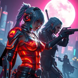 full body disintigrating synthwave cowgirl, s aigis from persona 3 and ciri the witcher 3 by yoji shinkawa, bright colors, illusion, metallic, armor, stunning, breathtaking, digital render, line art, lunar cyberpunkcity as backdrop by greg rutkowski, de - noise, 8 k, volumetric lighting, detailed contrast, scattered mist