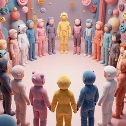 love, diverse soft cybersuits, from behind, connection rituals, wide wide angle, vivid, elaborate, highly detailed, beautiful lighting