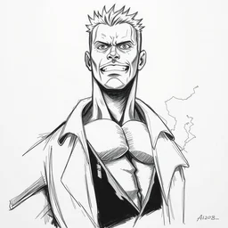 dwayne johnson as manga character of one piece, ultra detail sketch