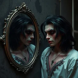 vampire looking at mirror, stock image, 4 k hd