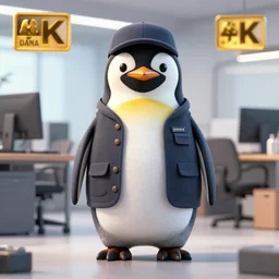 a penguin in office outfit, octane render, 8 k, highly detailed,