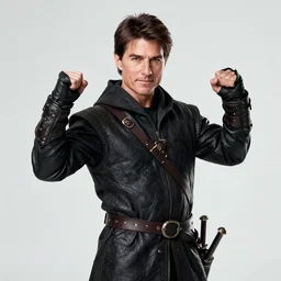 medieval fantasy half length portrait photo of tom cruise as a d & d demonic warlock using evil magic, fists raised, photo by philip - daniel ducasse and yasuhiro wakabayashi and jody rogac and roger deakins