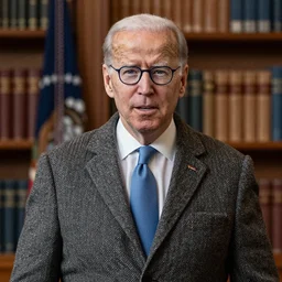 joe biden wearing a tweed coat and pince - nez glasses, library