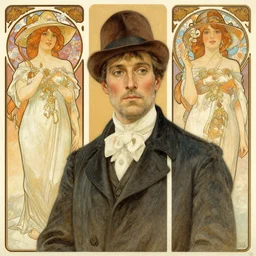 a portrait in the style of charles dana gibson and alphonse mucha and virgil finlay.