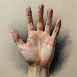 detailed drawing of a human hand, highly accurate and correct proportions, anatomical study