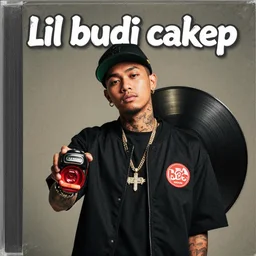 drill hip hop album from rapper called'lil budi cakep ', stable image, and realistic