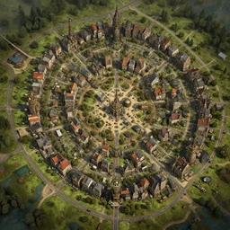an overhead map of a steampunk wealthy neighborhood, Greg Rutkowski, highly detailed, level design, concept art, artstation, cgsociety, zenith view