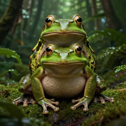 hyperrealistic mixed media image of a frog in the jungle, stunning 3 d render inspired art by xiang duan and thomas eakes, perfect symmetry, realistic, highly detailed attributes and atmosphere, dim volumetric cinematic lighting, 8 k octane extremely hyper - detailed render, post - processing, masterpiece,