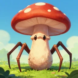 big mushroom with big spider legs 4 k game monster