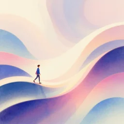 a human walking while normal and exponential curves from the universe flow through them, digital art, trending on art station, many smooth curves, whimsical,