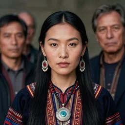 portrait of a stunningly beautiful asian tribal female, depth of field, zeiss lens, detailed, symmetrical, centered, fashion photoshoot, by annie leibovitz and steve mccurry, david lazar, jimmy nelsson, breathtaking, 8 k resolution, extremely detailed, beautiful, establishing shot, artistic, hyperrealistic, beautiful face, octane render