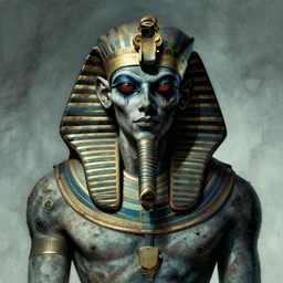 portrait of great egyptian god khonshu, creepy, scary, strange, by beksinski and moebius